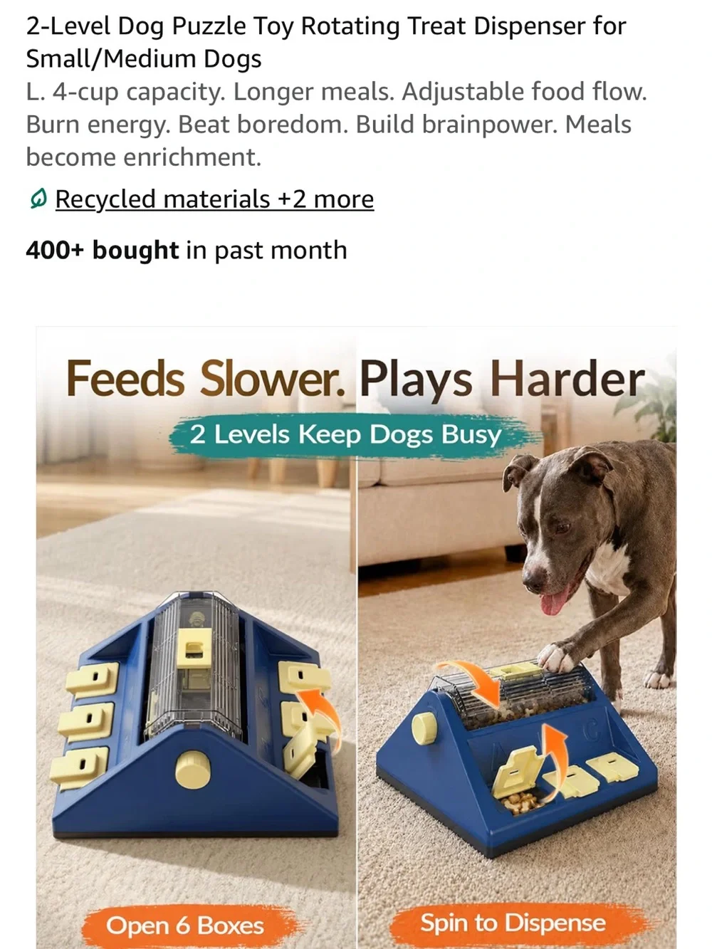 ADT Barrel Dog Puzzle Toy - Blue & Yellow